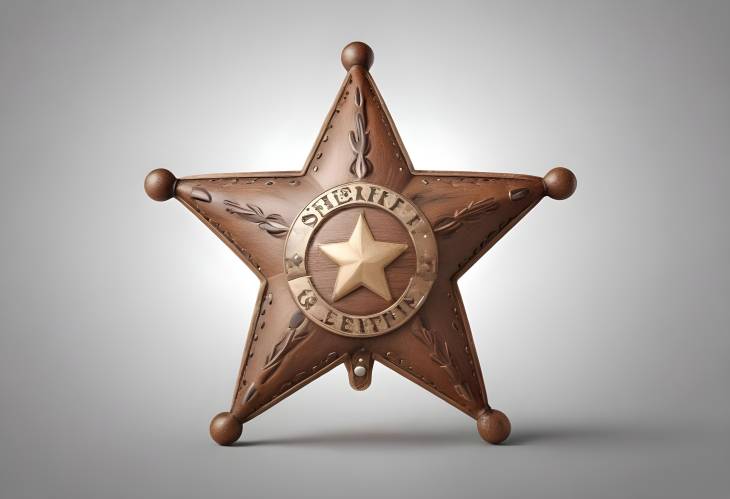 Iconic Sheriff Star Isolated on White Western Badge Symbol