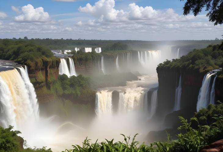 Iconic View from the Lower Circuit at Iguazu Falls, Showcasing the Powerful Waterfalls