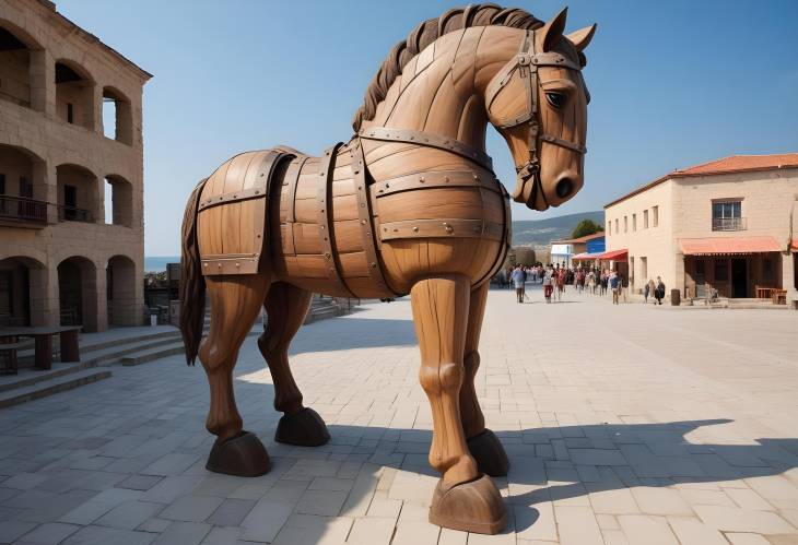 Iconic Wooden Trojan Horse in Canakkale, Turkey Landmark from the Filming of the Movie Troy