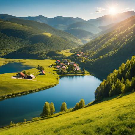 Idyllic Countryside of Bosnia and Herzegovina  Mount Lebrsnik and Reflections on Lake