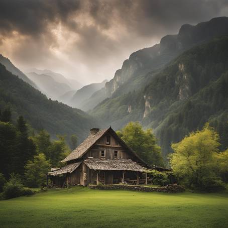 Idyllic Farmhouse Surrounded by Mountain Majesty