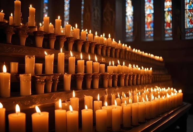 Illuminating Faith Candlelight in the Sacred Interior of a Christian Orthodox Church