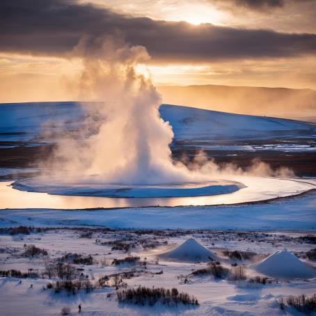 Impressive Geysir Geyser Eruption in Iceland  A Stunning Geothermal Feature in Europe