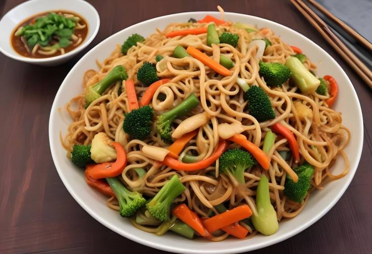 Indo Chinese Fusion Chopsuey Crispy Noodles with Savory Stir Fried Vegetables