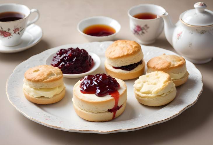 Indulge in Clotted Cream Tea Perfect Scones with Jam, Cream, and a Cup of Tea