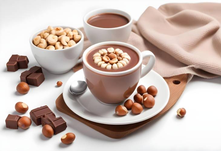 Indulgent Cup of Hot Chocolate with Sliced Hazelnut Dessert