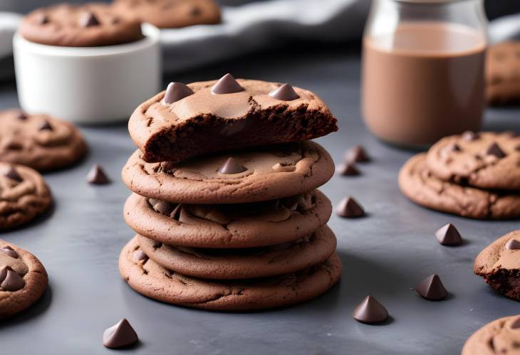 Indulgent Mexican Hot Chocolate Cookies with Melting Chips and a Cup of Chocolate on the Side