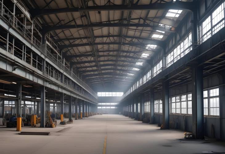 Industrial Building with Steel Framework Large and Efficient Factory Interior