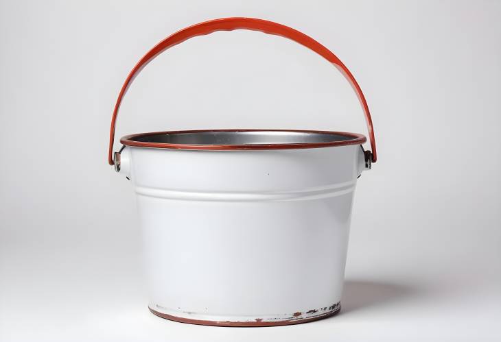 Insulated Metal Bucket with Handle and Painted Finish on White Background