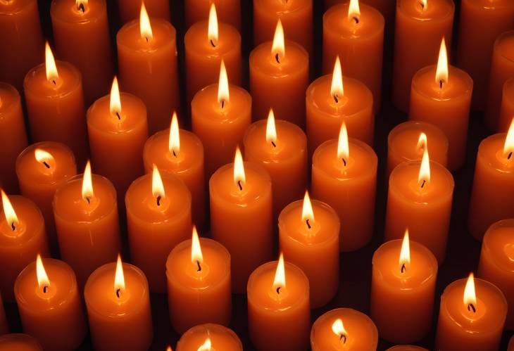 Intimate Close Up of Burning Orange Candles Warm and Cozy Atmosphere