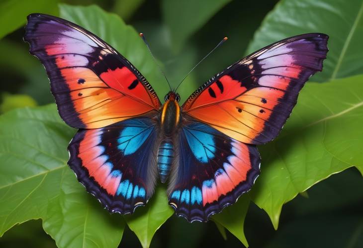 Intricate CloseUp of an Exotic Butterfly on Leaf