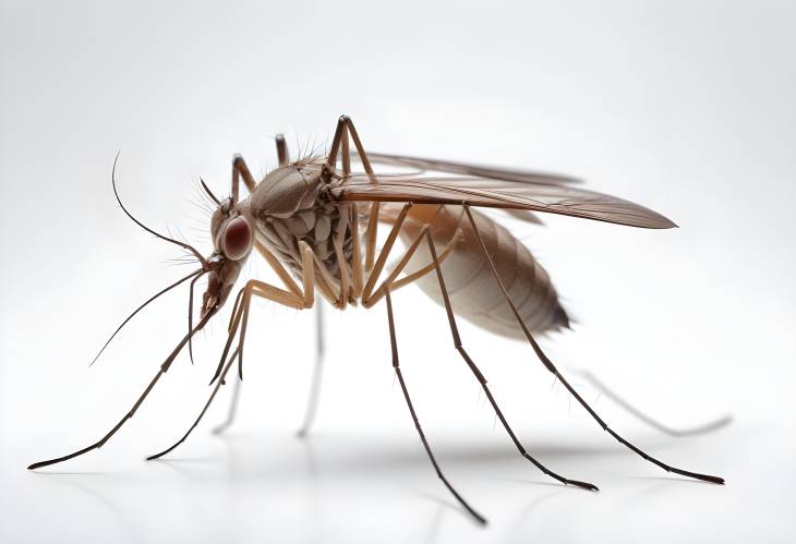 Intricate Detail of Mosquito Isolated on White Background Macro Photography for Insect Studies