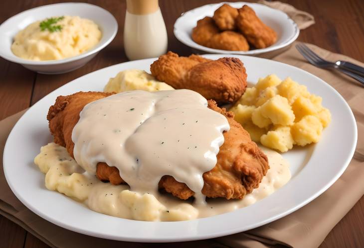 Irresistible Chicken Maryland Fried Chicken with Mashed Potatoes and Savory Cream Gravy,