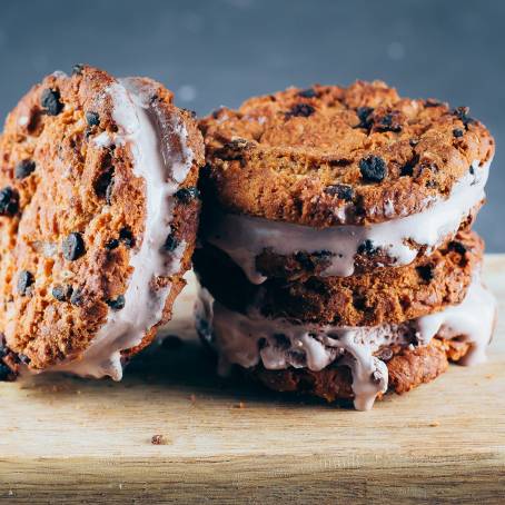 Irresistibly Sweet Ice Cream Sandwiches with Nuts, Caramel, and Chocolate Chip Cookies