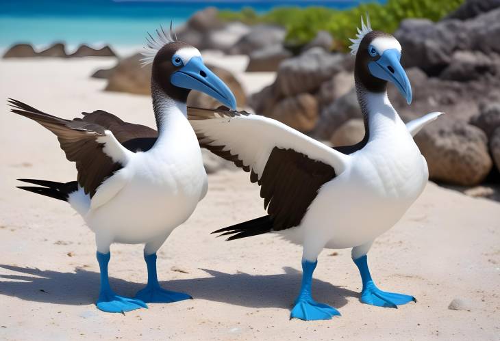 Island Booby Bird Comical Blue Footed Bird Performing Unique Courtship Rituals