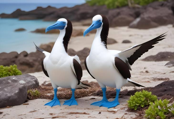 Island Courtship Dance Comical Blue Footed Booby Performing Unique Rituals