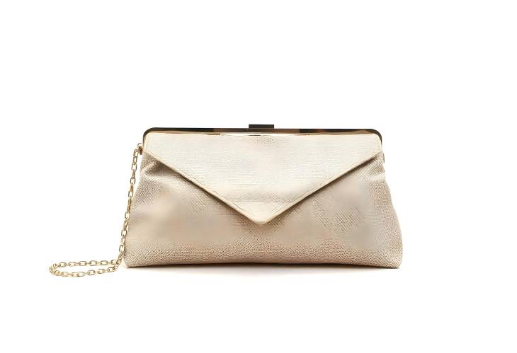 Isolated Beige Clutch Bag on White An Elegant Addition to Any Wardrobe