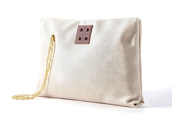 Isolated Beige Clutch Bag on White Background A Sophisticated Fashion Accessory for Women