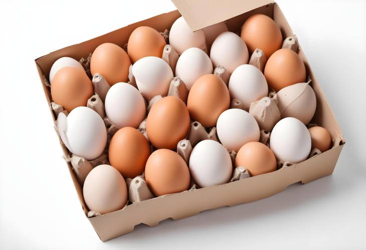 Isolated Box of Eggs Fresh and Ready for Cooking