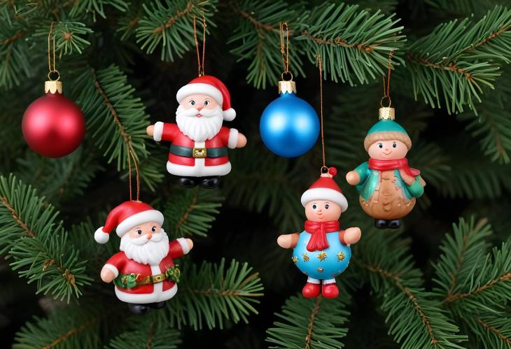 Isolated Christmas Ornaments and Toys Festive Decorations for the Tree