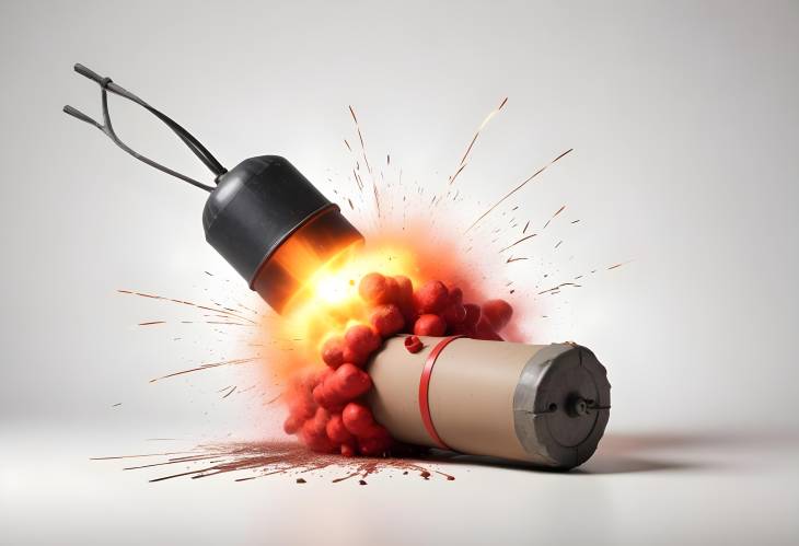 Isolated Dynamite Bomb with Timer on White Background Ideal for Explosive Device Clarity