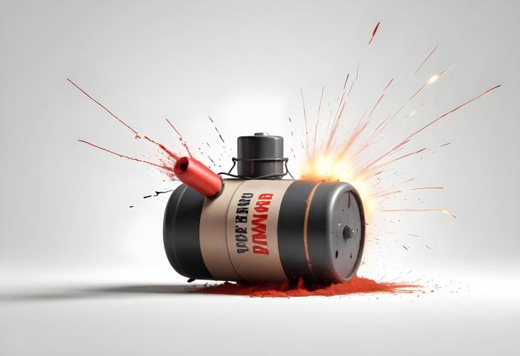 Isolated Dynamite Bomb with Timer Sharp Focus on White Background for Safety and Analysis