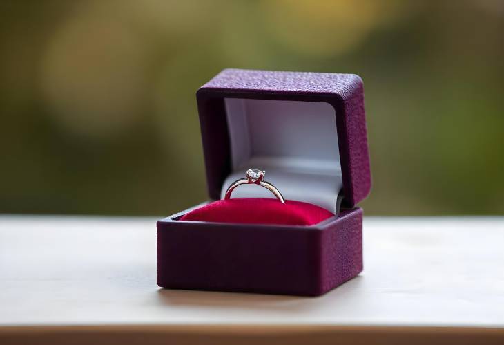 Isolated Engagement Ring Box for Romantic Proposal on White Background