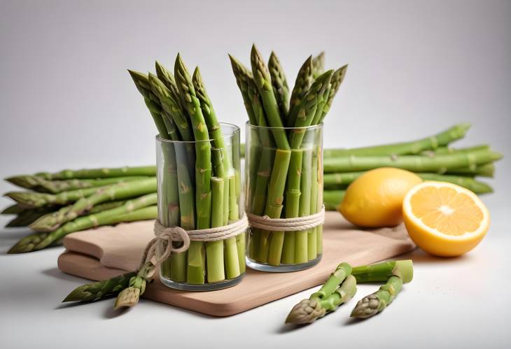 Isolated Fresh Asparagus and Juice A Colorful Health Boost