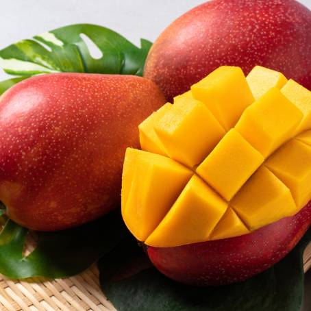 Isolated Fresh Yellow Mango from Top View on White Background, Ideal for Food and Fruit Images