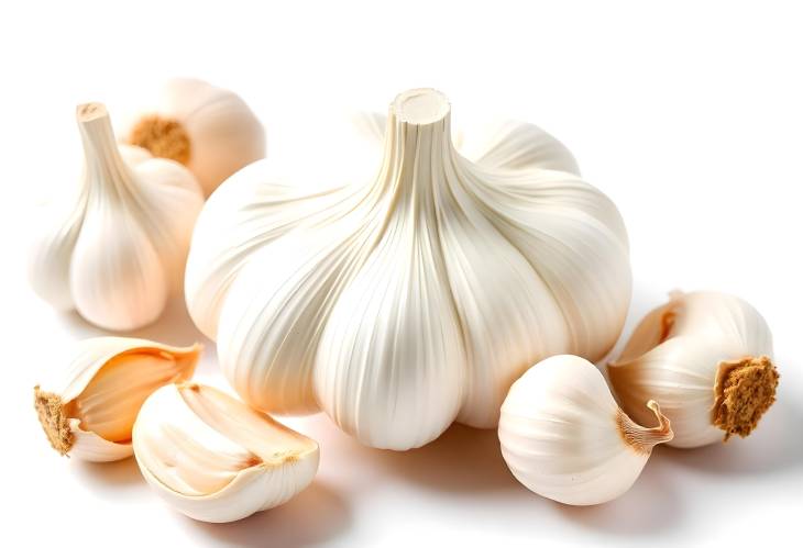 Isolated Garlic Cloves Culinary Essentials