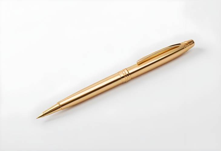 Isolated Golden Pen on White Background A Luxurious Writing Tool for Classy Professionals