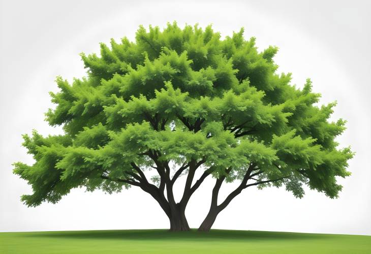 Isolated Green Tree on White Ideal for Nature Themed Graphics and Minimalist Design Elements