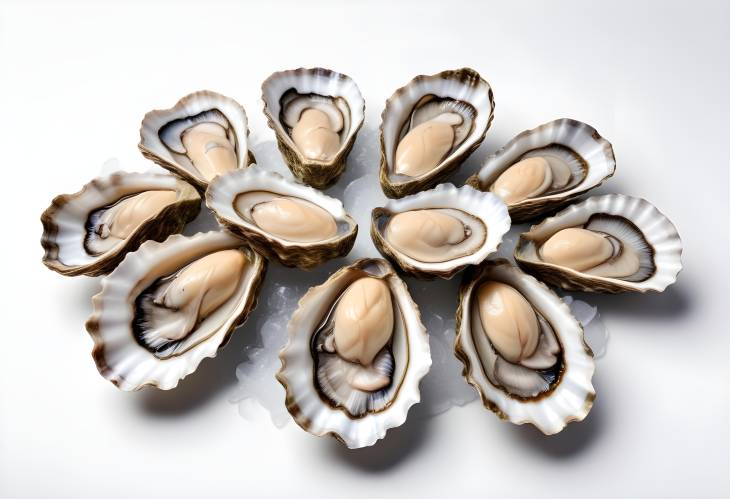 Isolated Oysters on White Background Ideal for Seafood Platters