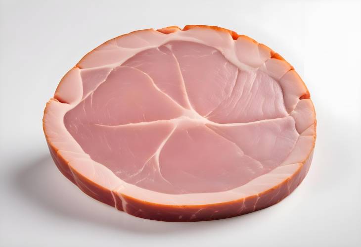 Isolated Piece of Ham with Rich Texture on White Background, Meatworks Specialty