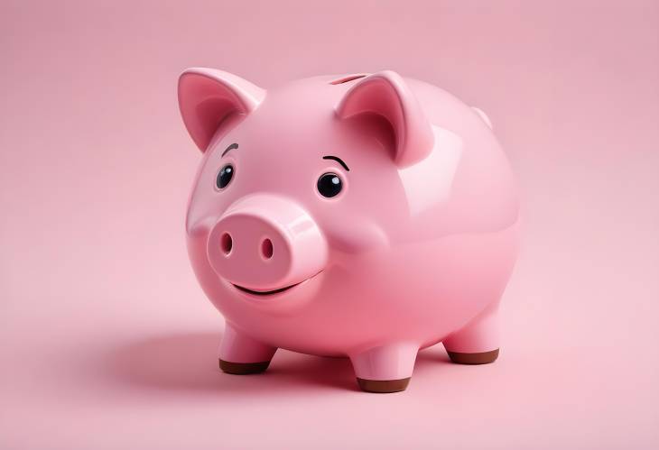 Isolated Pink Pig Money Box Ideal for Saving and Financial Organization