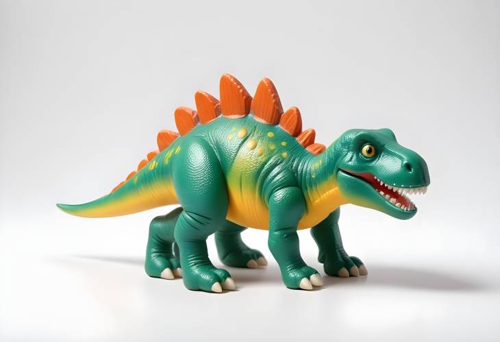 Isolated Plastic Dinosaur Toy on White Perfect for Copy Space and Design