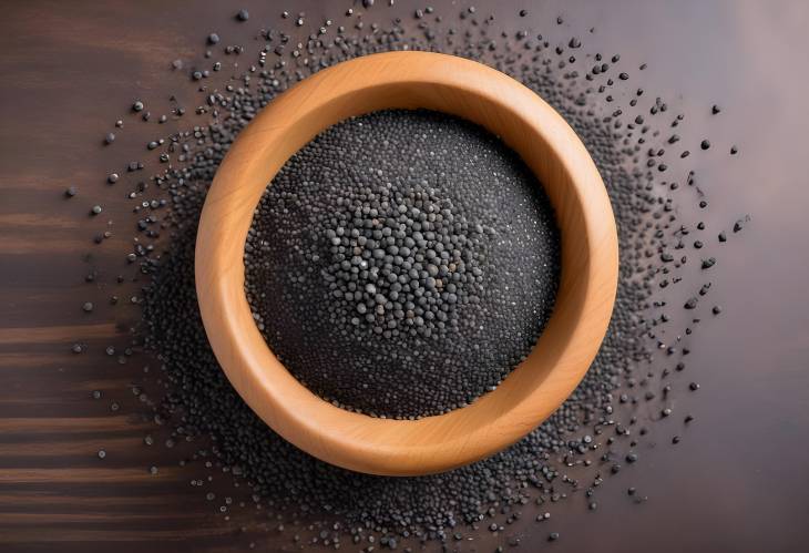 Isolated Poppy Seeds in a Wooden Bowl A Healthy Ingredient