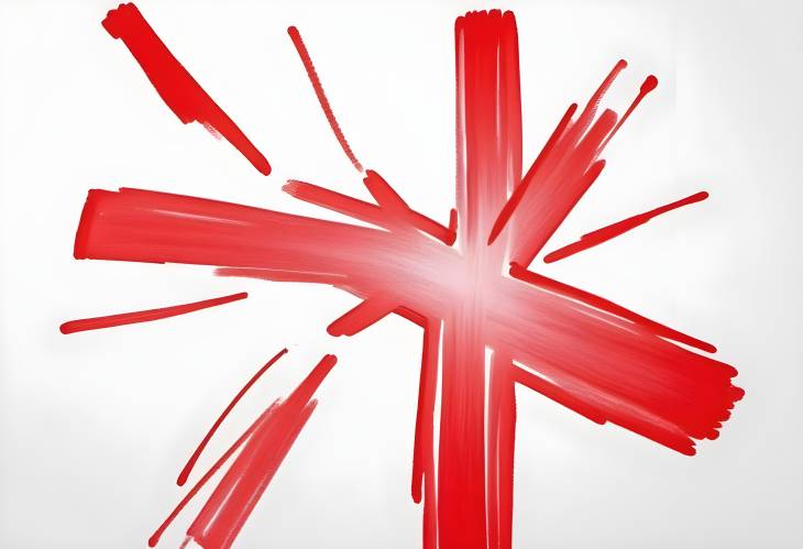 Isolated Red Marker Cross on White Background, Top View for Clear Visual Impact