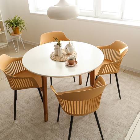 Isolated Round Table with Bar and Office Chairs on White Background