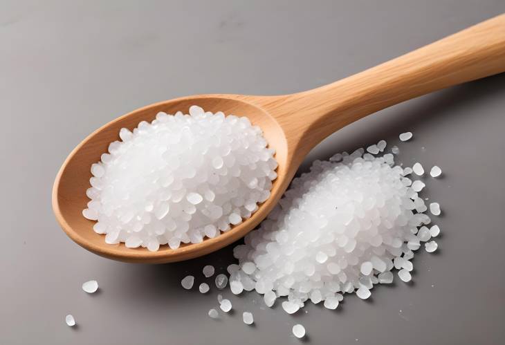 Isolated Sea Salt on Wooden Spoon with White Background