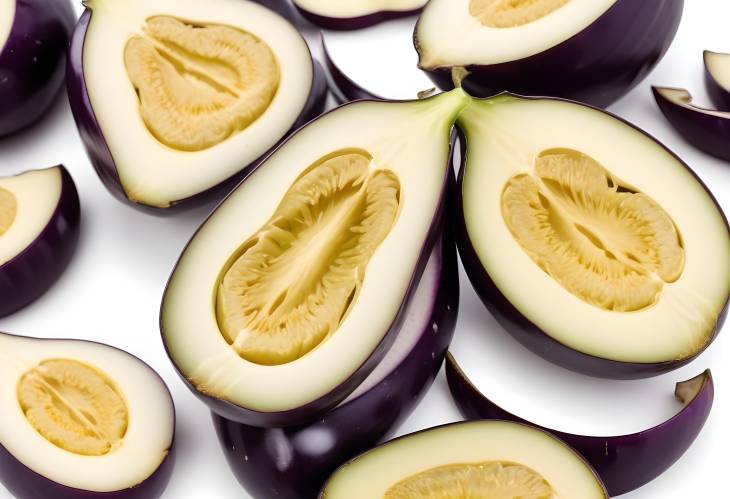 Isolated Sliced Eggplant on White Ideal for Cooking and Nutrition