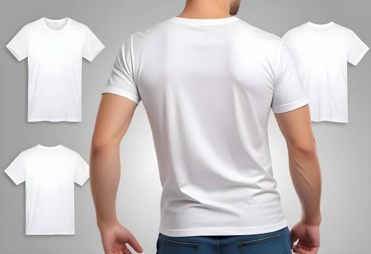 Isolated T Shirt with Front and Back Views on White for Personalized Design and Printing