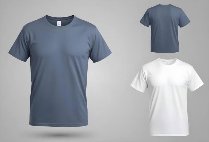 Isolated T Shirt with Space for Custom Design, Front and Back Views on White Background