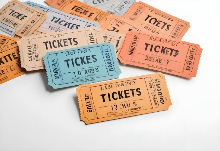 Isolated Tickets on Plain White Background