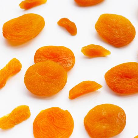 Isolated White Background with Falling Dried Apricots