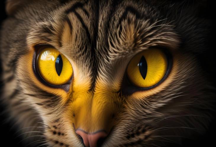 Isolated Wild Yellow Eyes on Black Intense Close Up with Captivating High Contrast