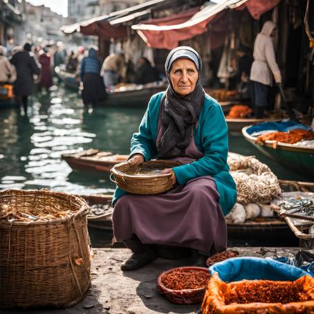 Istanbul Fisherman at Bazaar Fresh Catch and Market Energy