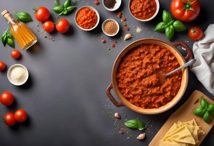 Italian Bolognese Sauce Traditional Recipe with Ingredients on a Light Background