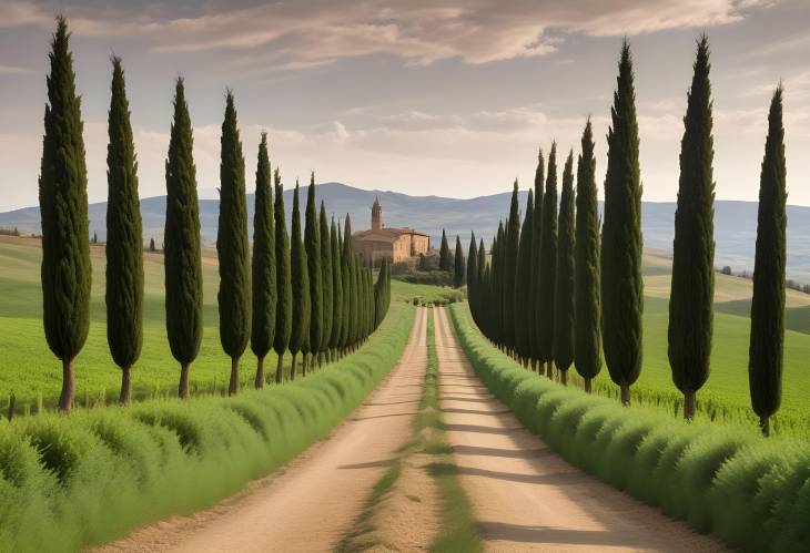 Italys Scenic Tuscany Pienza, Cypress Avenue, Winery, Countryside, Nature  Landscape