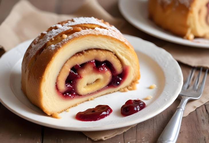 Jam Roly Poly Classic British Dessert of Suet Pastry Rolled with Jam and Steamed or Baked